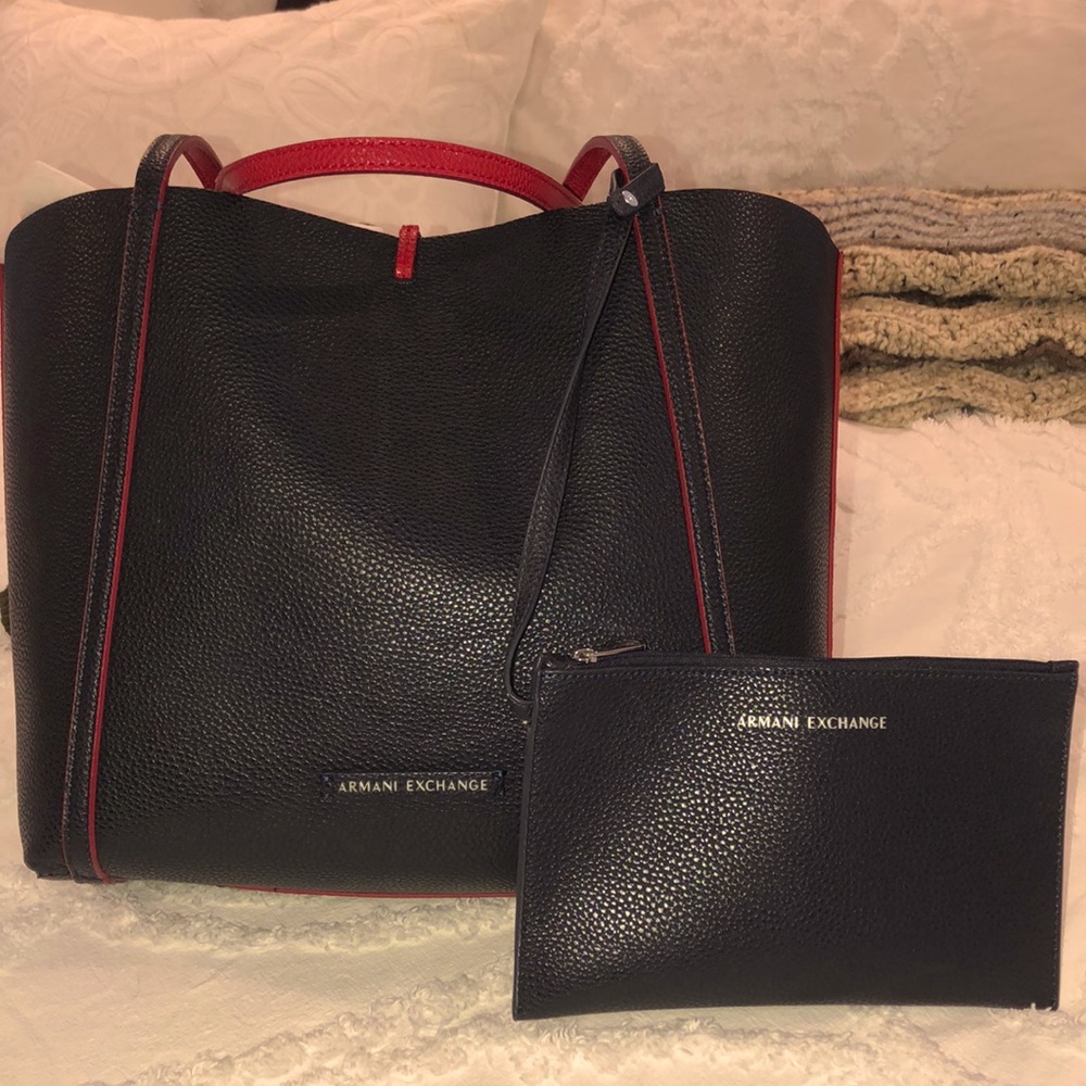 Armani Exchange reversible black/red tote